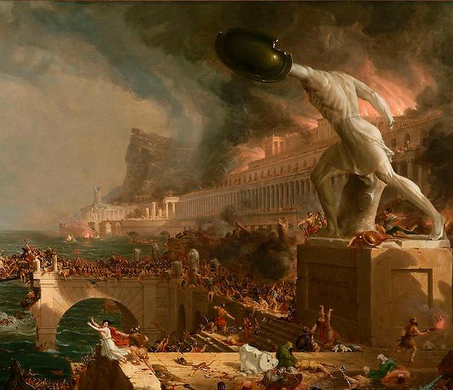 Efter 350 år av blomstrande herravälde drabbades Romarriket av klimatkatastrofer och dödliga epidemier. På 400-talet plundrades Rom av goter. En era var över.