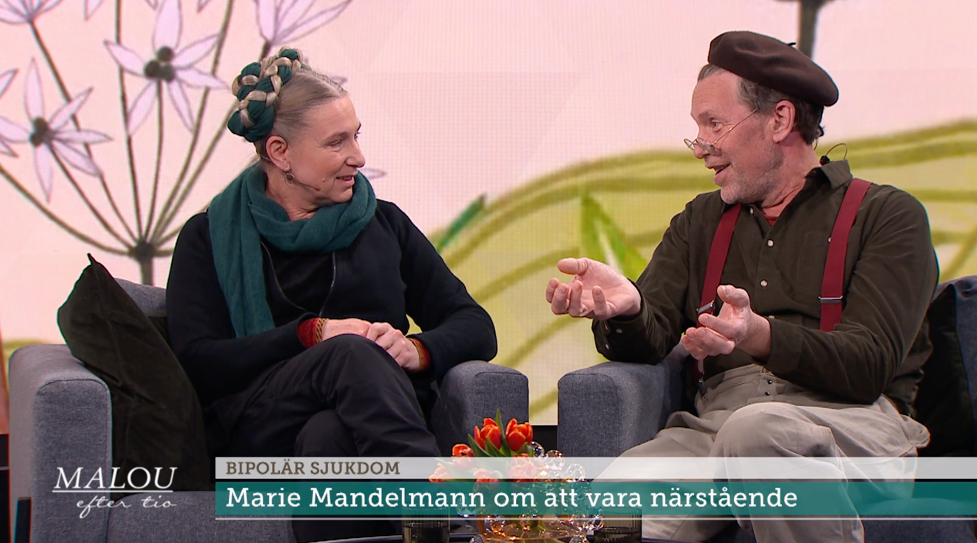 Marie och Gustav Mandelmann i ”Malou efter tio”.