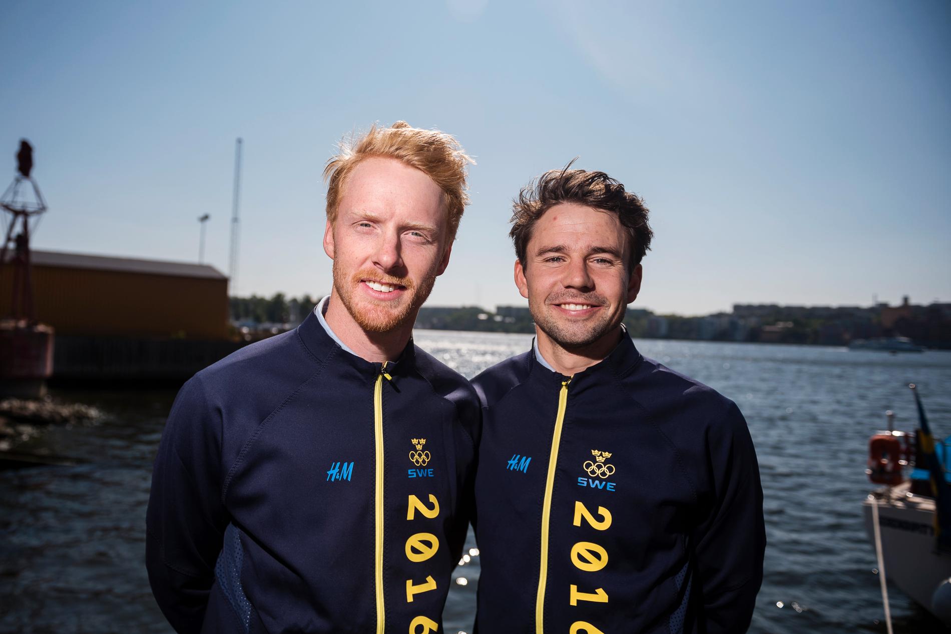 Anton Dahlberg, höger, och Fredrik Bergström, vänster, inför OS i Rio för tre år sedan. Arkivbild.