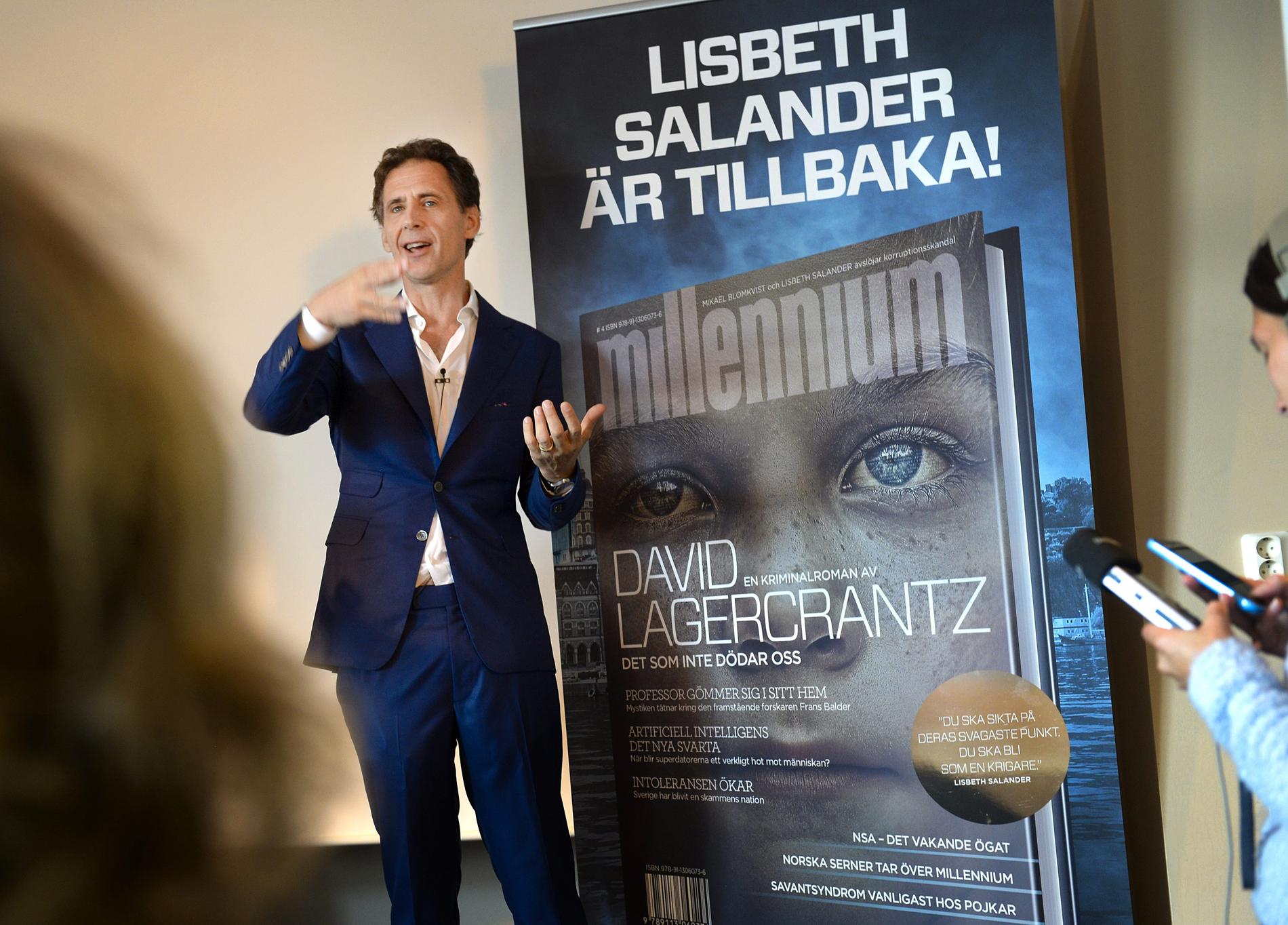 David Lagercrantz under lanseringen av den fjärde Millennium-boken. 