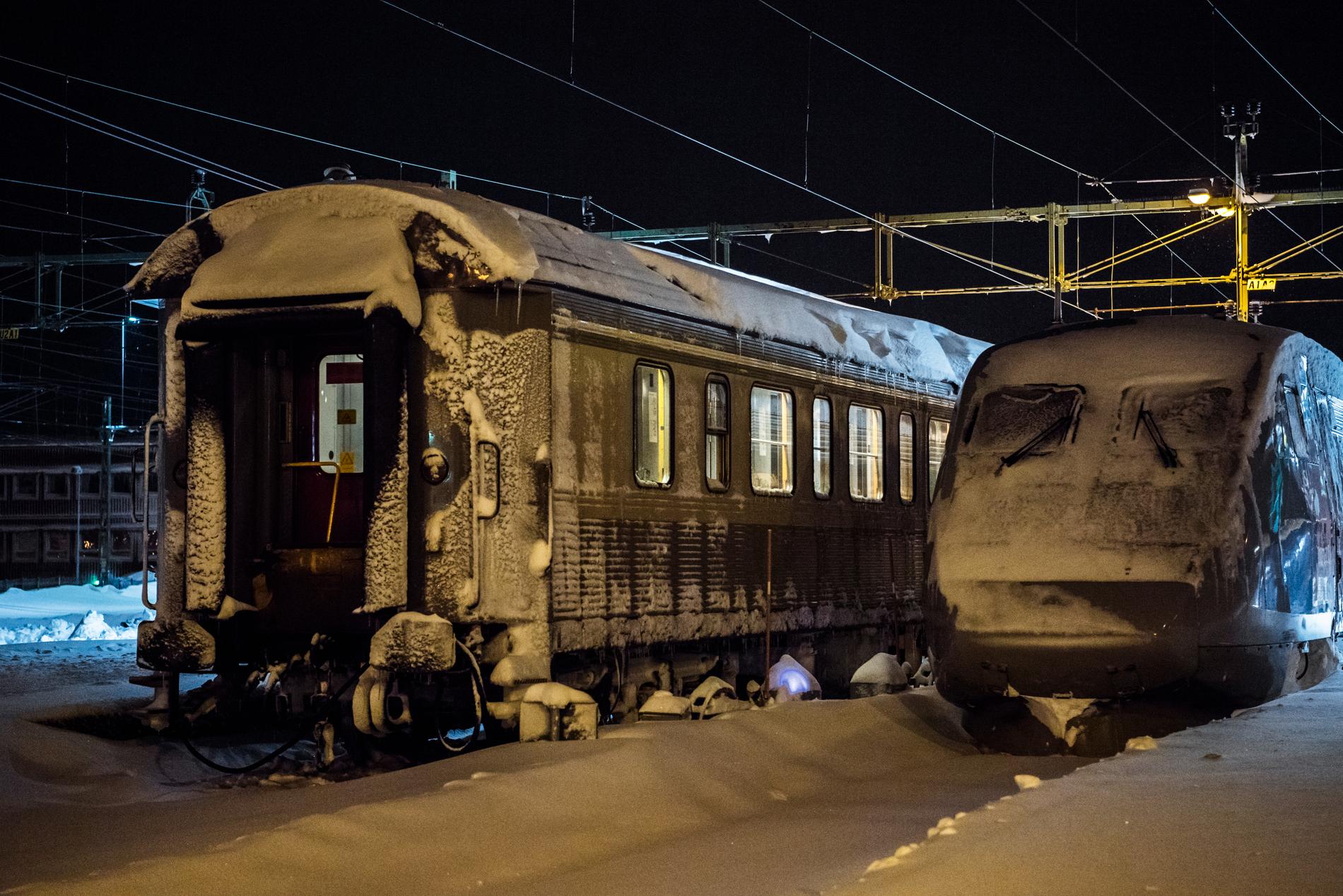 Bild från 2018 på Sundsvalls station – även då ställdes tågen in.