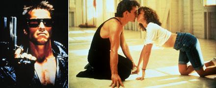 Klassiska filmer – klassiska repliker Arnold Schwarzenegger i "Terminator" och Patrick Swayze/Jennifer Grey i "Dirty Dancing".
