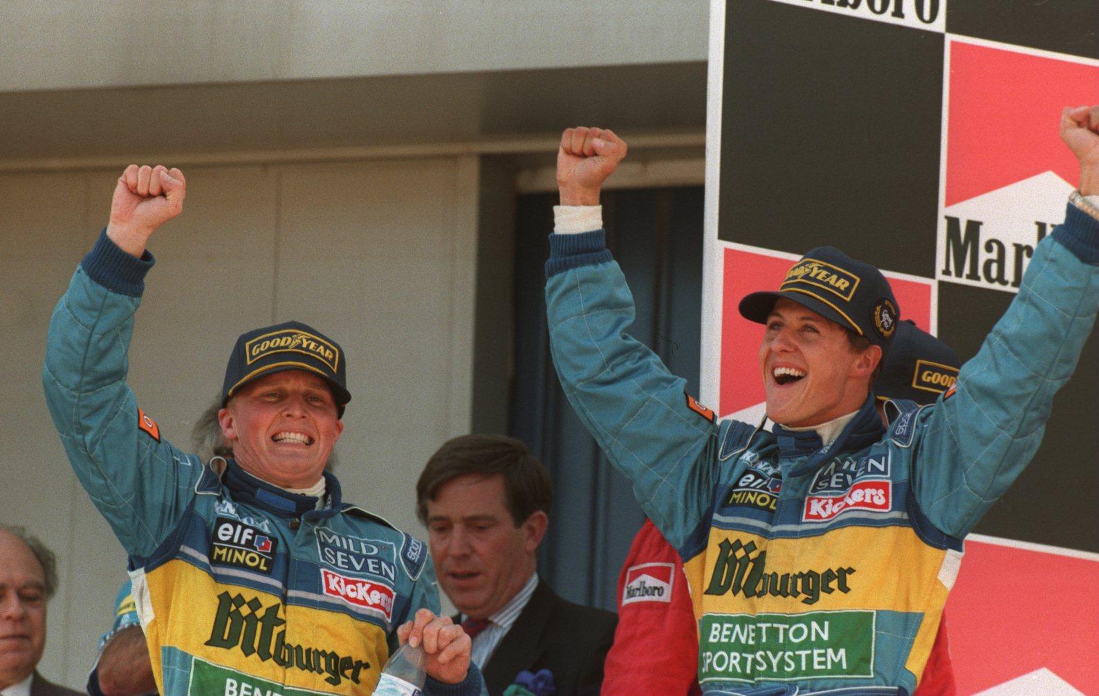 Johnny Herbert och Michael Schumacher.