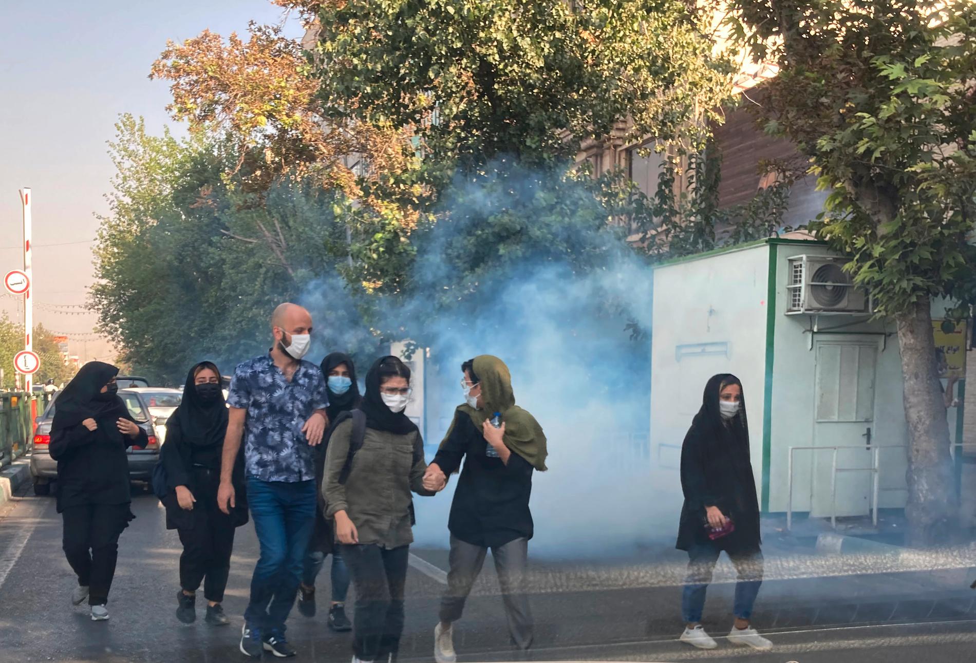 Bild från protesterna i Teheran. 