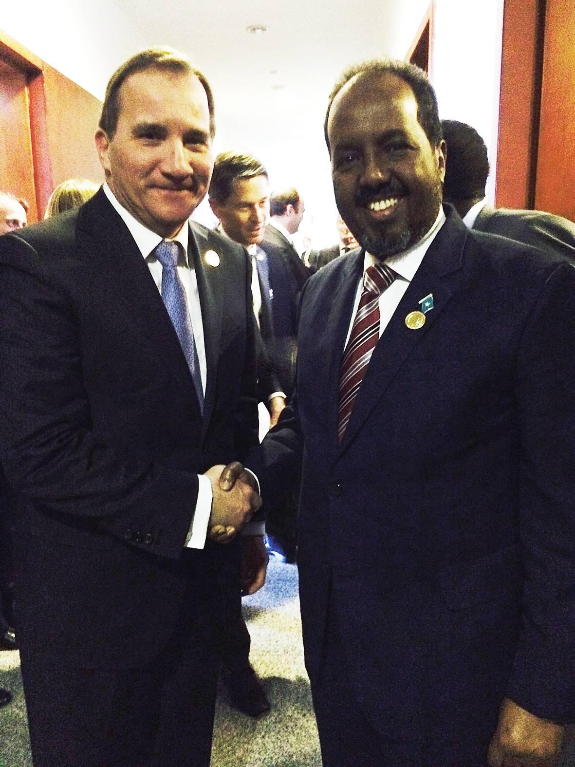 Stefan Löfven och Somalias president Hassan Sheikh Mohamud.