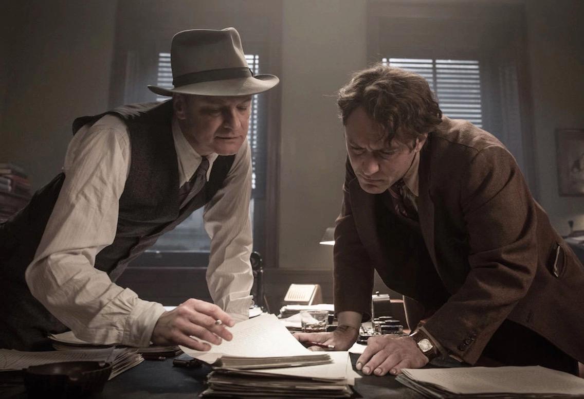 Colin Firth som redaktören Max Perkins, Jude Law som Thomas Wolfe.