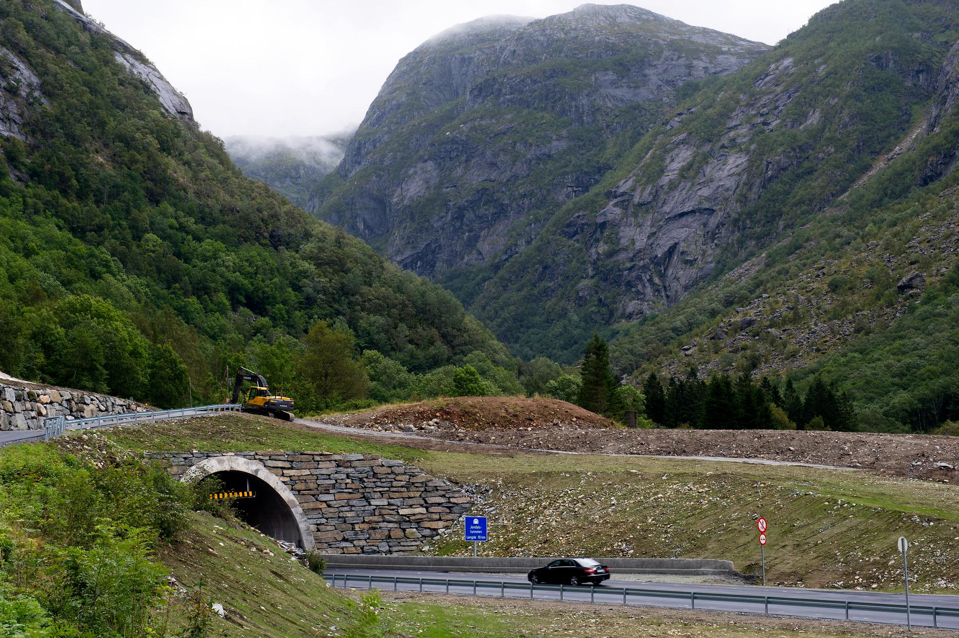 Norska vägar är trafiksäkrast i världen konstaterar OECD i en ny rapport. Här en bild från Jondalstunneln i Hordaland i Sydnorge. Arkivbild