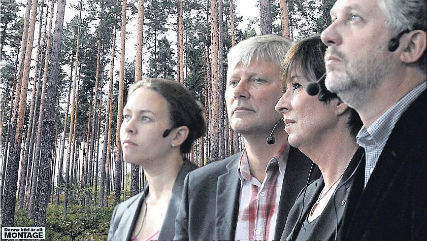 Maria Wetterstrand (MP), Lars Ohly (V), Mona Sahlin (S) och Peter Eriksson (MP).