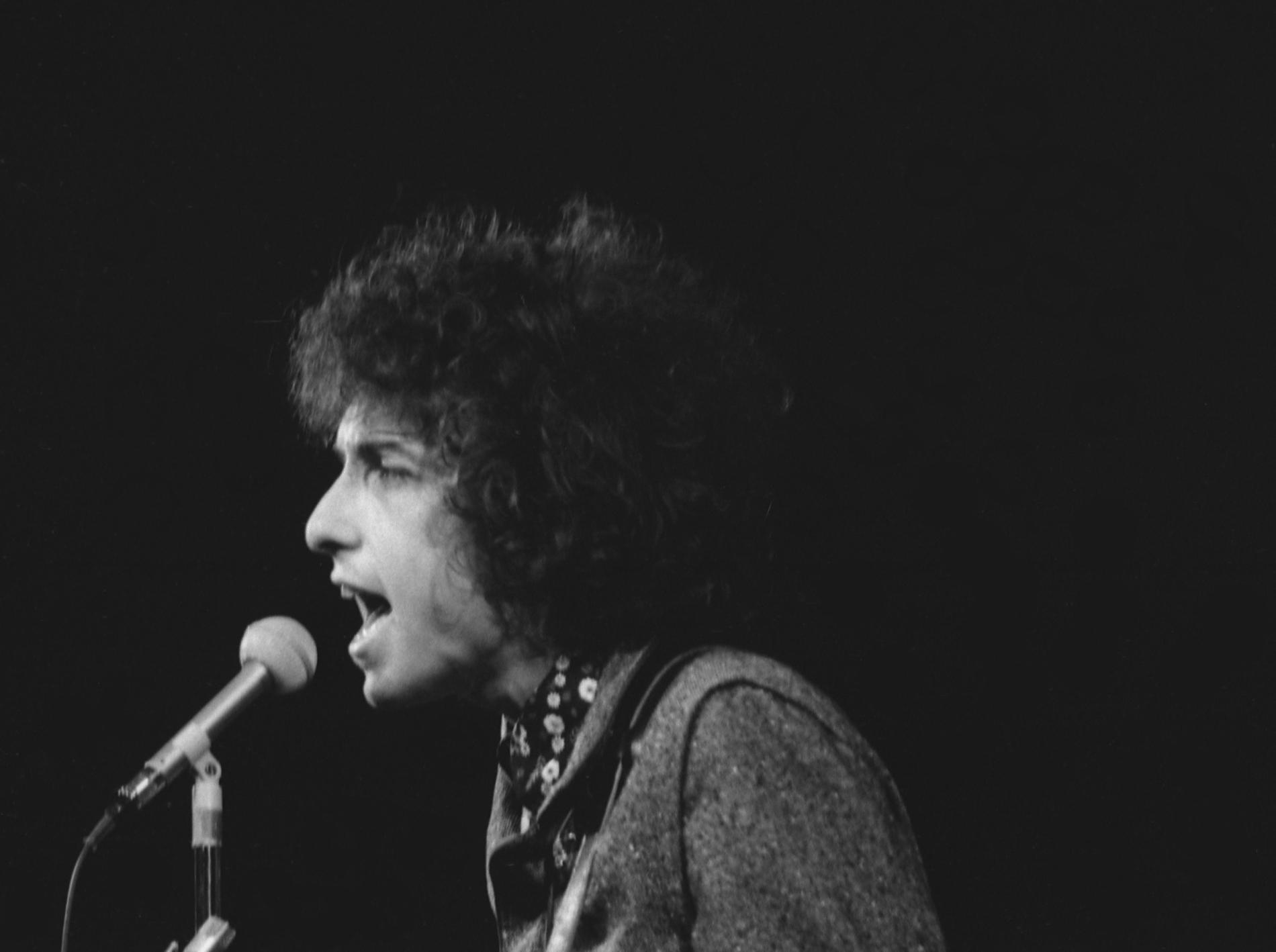 Arkivbild på när Dylan uppträdde i Konserthuset i Stockholm 1966.