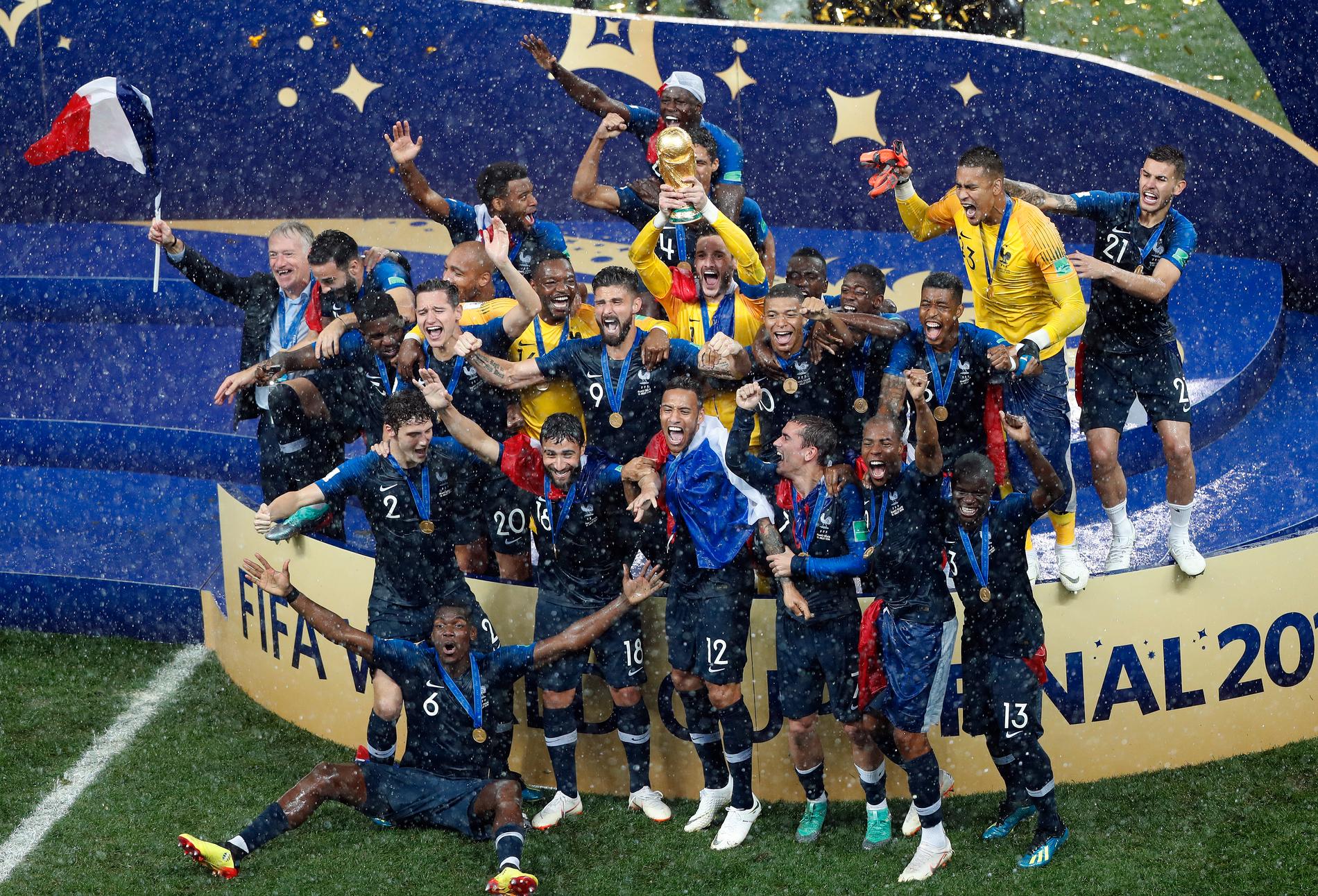 Frankrike firar VM-finalsegern över Kroatien 2018.