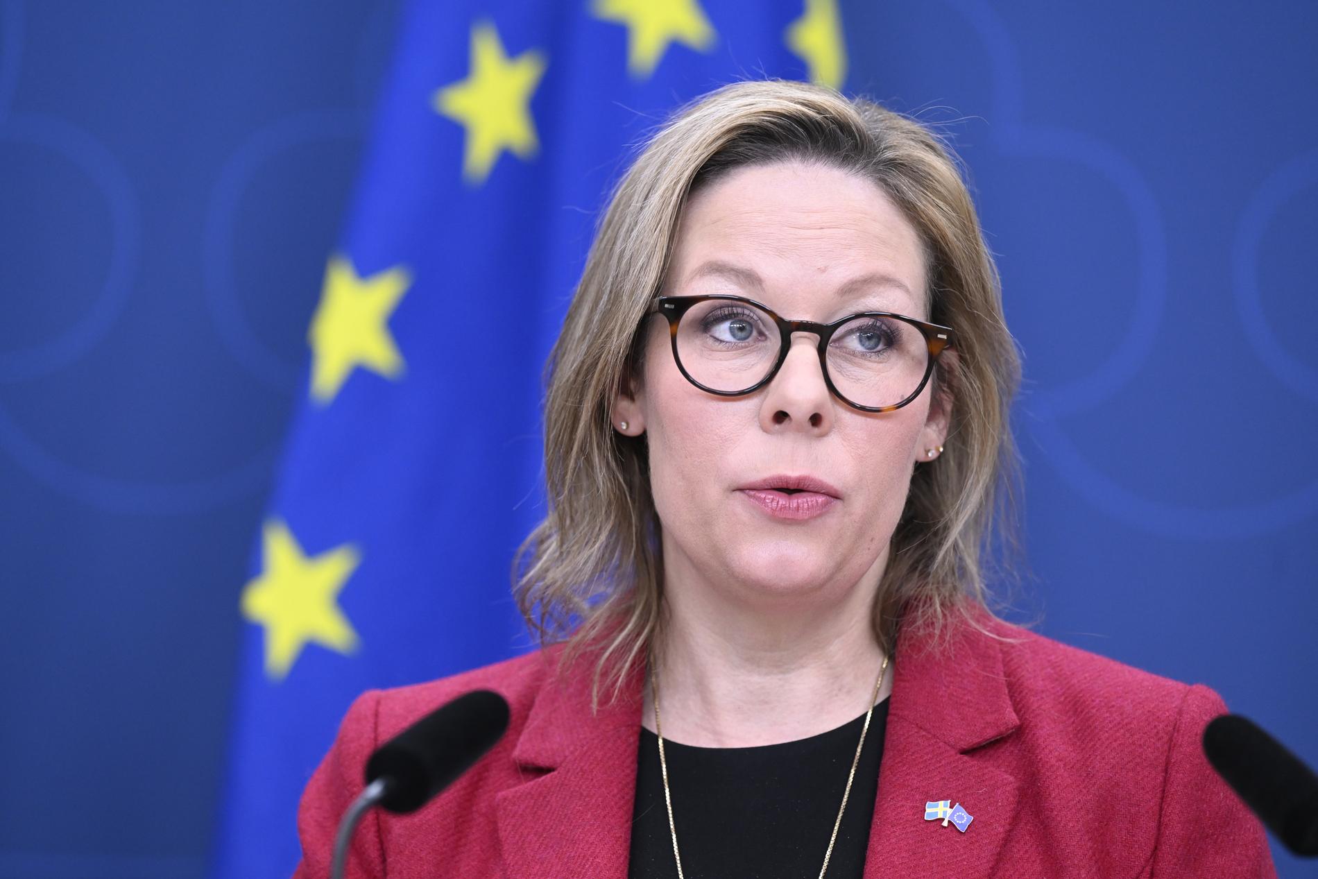 Migrationsminister Maria Malmer Stenergard (M) meddelar att regeringen inte kommer att höja dagersättningen på 71 kronor för ukrainska flyktingar. Arkivbild.