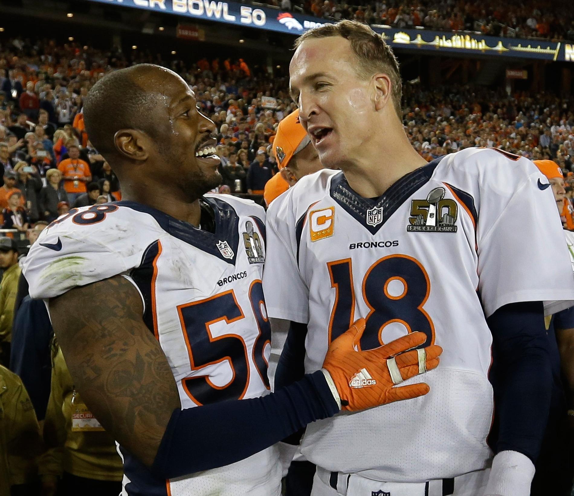 Super Bowls MVP Von Miller och Peyton Manning.