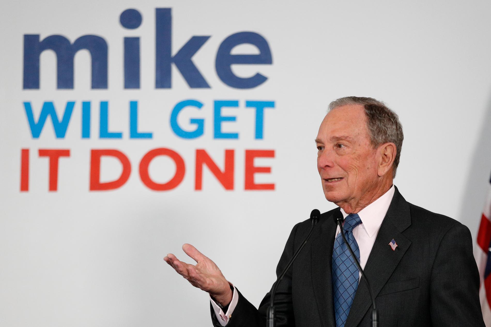 Mike Bloomberg, tidigare borgmästare i New York, kampanjar i Maine.