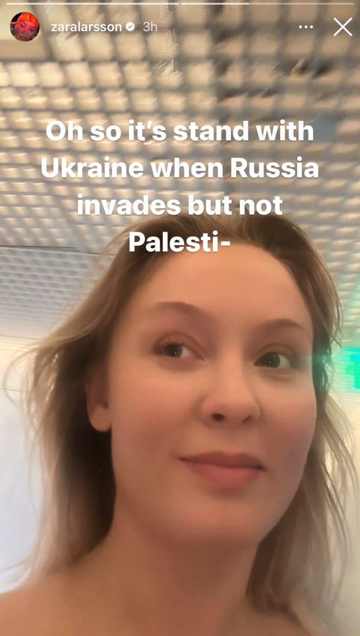 Zara Larsson på Instagram story. 