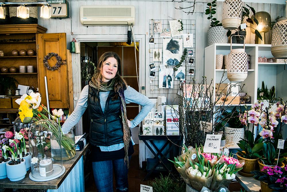 Maria Mellström driver Årsta Blomsterhandel i Stockholm och har över 20 års erfarenhet i branschen.