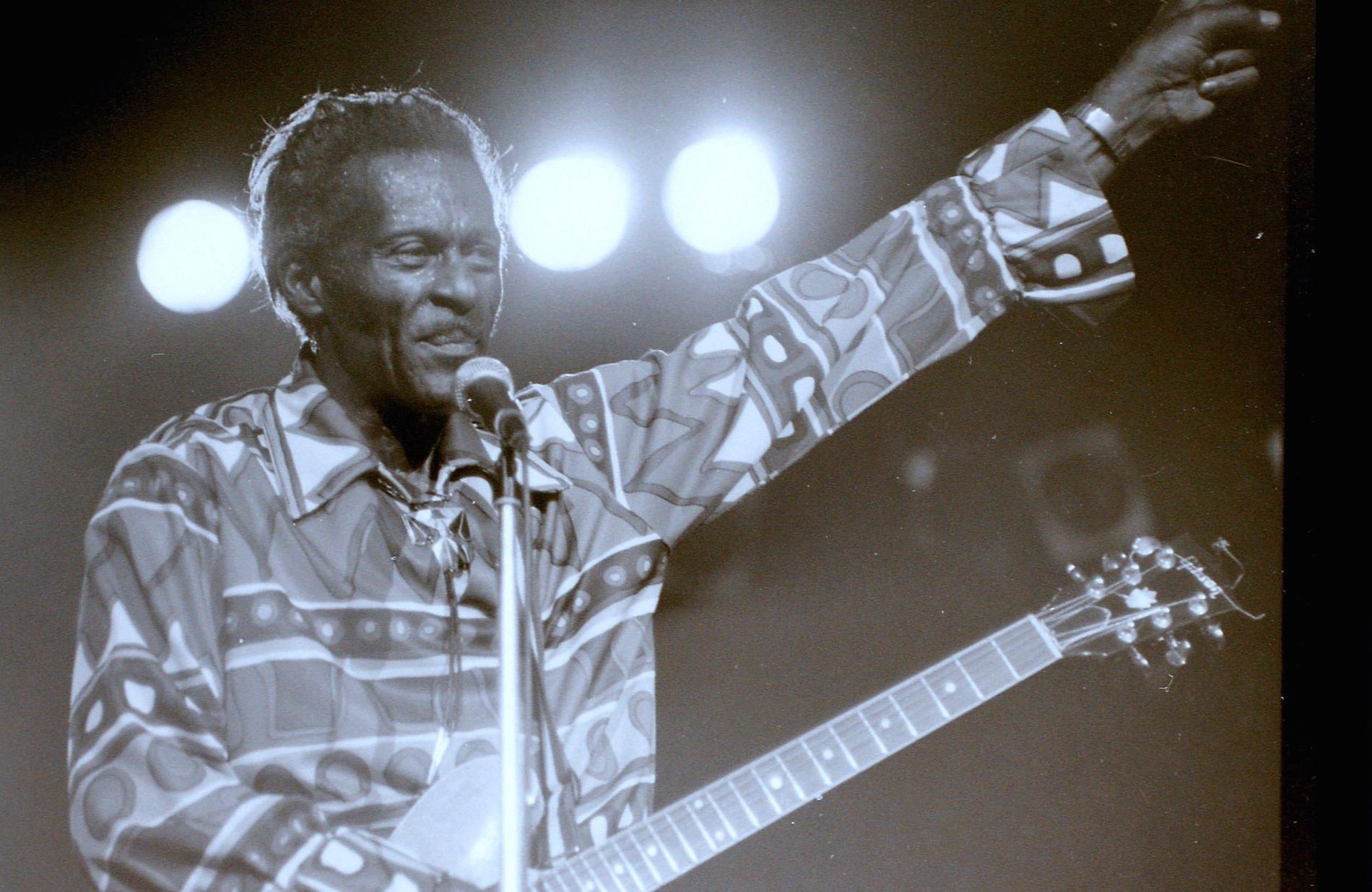 Chuck Berry under spelningen i Norrköping den 28 oktober 1984.