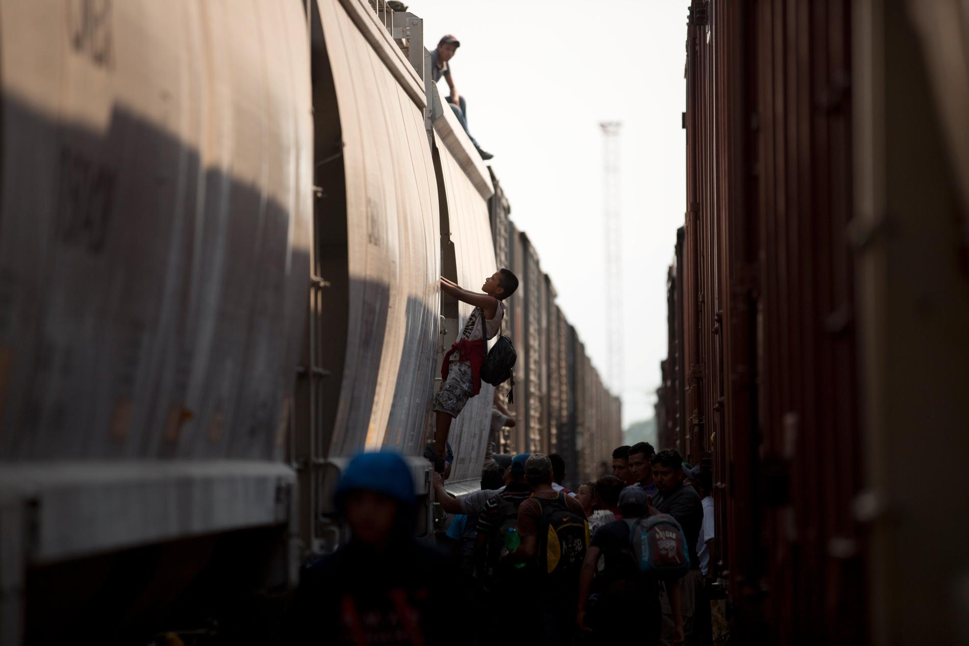 Migranter försöker inte sällan att ta sig till USA via godståg. Arkivbild.