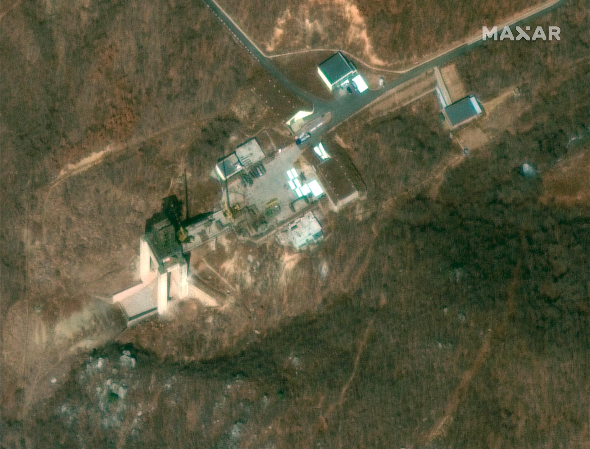 En satellitbild över satellituppskjutningsplatsen Sohae. Arkivbild.