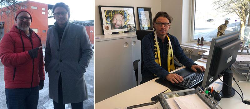 Sportbladets Robert Laul möter Elfsborgs sportchef Stefan Andreasson.