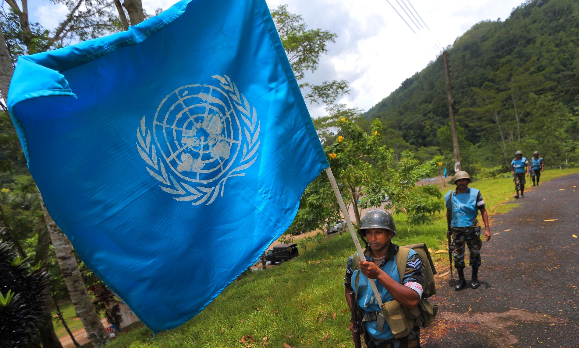 Blivande FN-soldater från Sri Lanka övar inför ett uppdrag inför ett fredsbevarande arbete. Arkivbild.