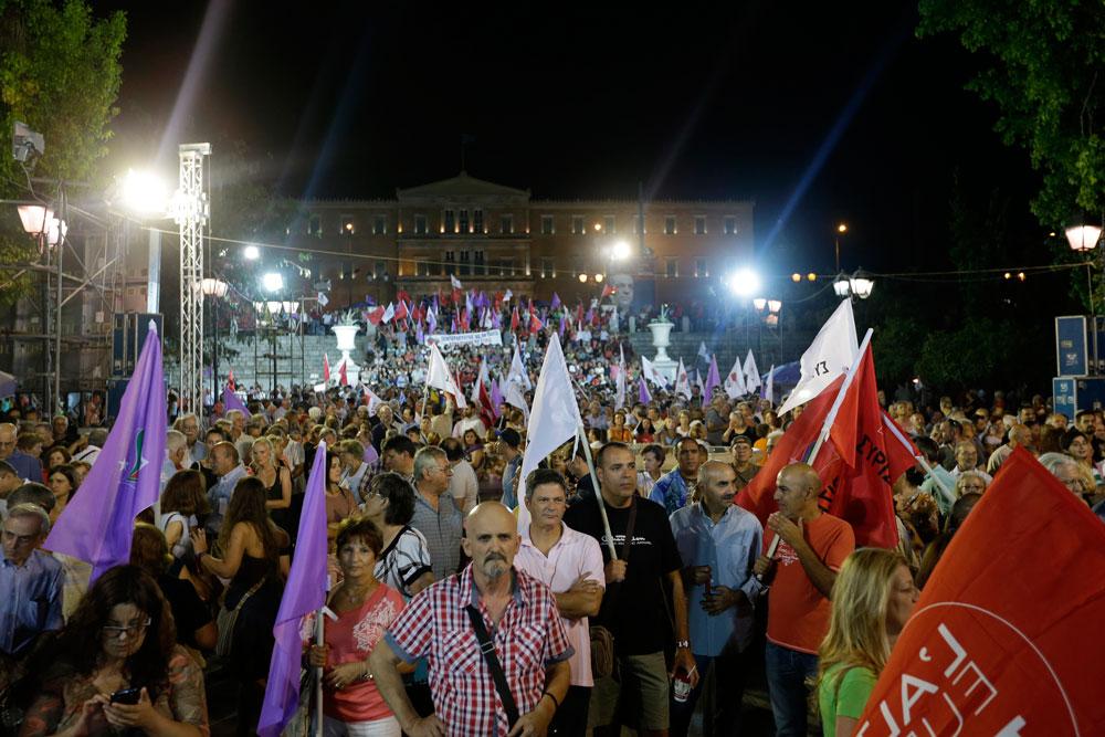Anhängare till vänsterpartiet Syriza