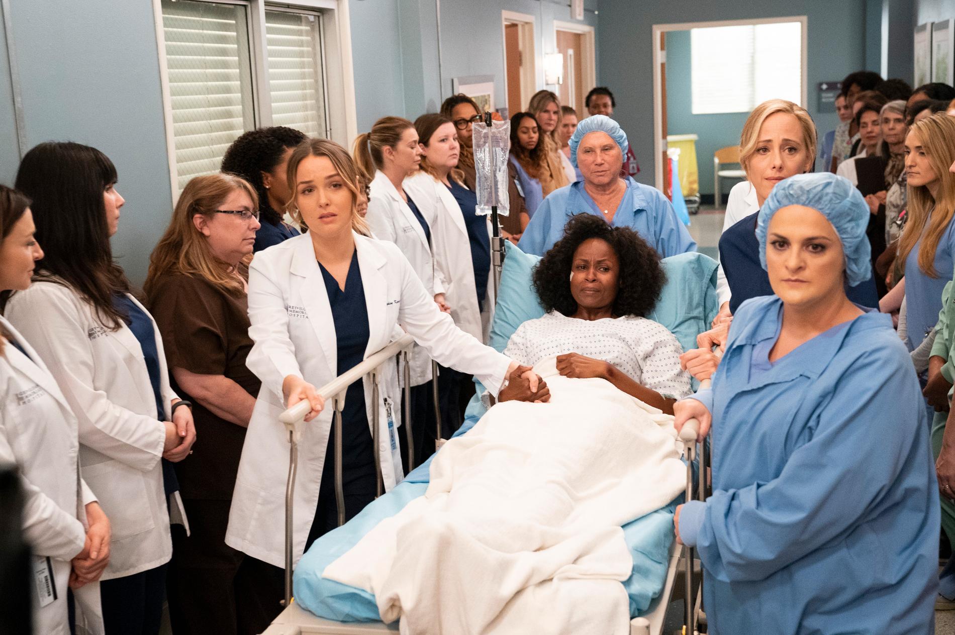 ”Grey's Anatomy” 2019 med Elisabeth Finch längst fram till höger.