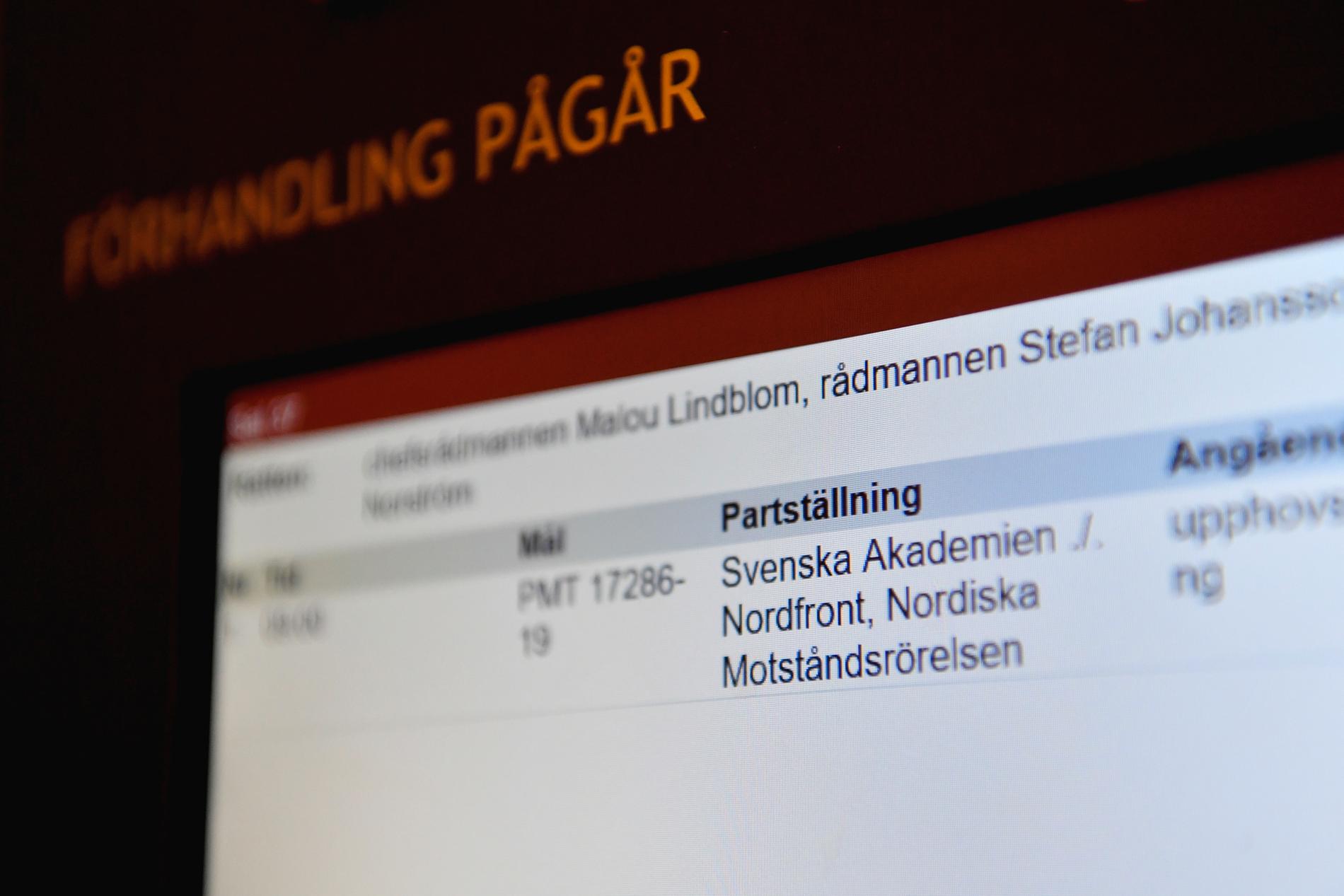 NMR och Nordfront yrkar på att tingsrätten ska avvisa de anklagelser som presenteras av Svenska Akademien.