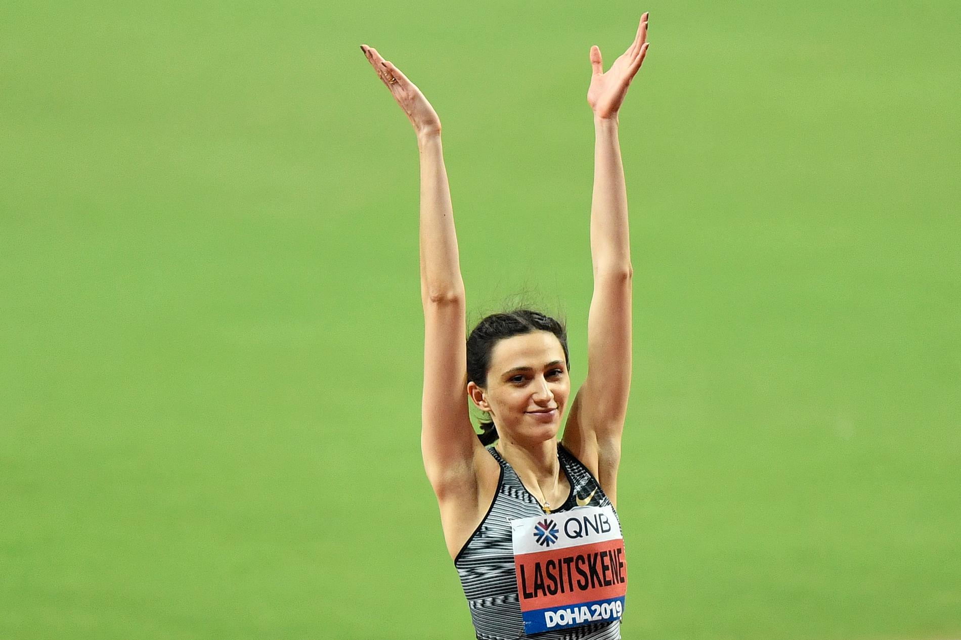 Den ryska höjdhoppsstjärnan Marija Lasitskene tog VM-guld i Doha 2019 under neutral flagg. Arkivbild.