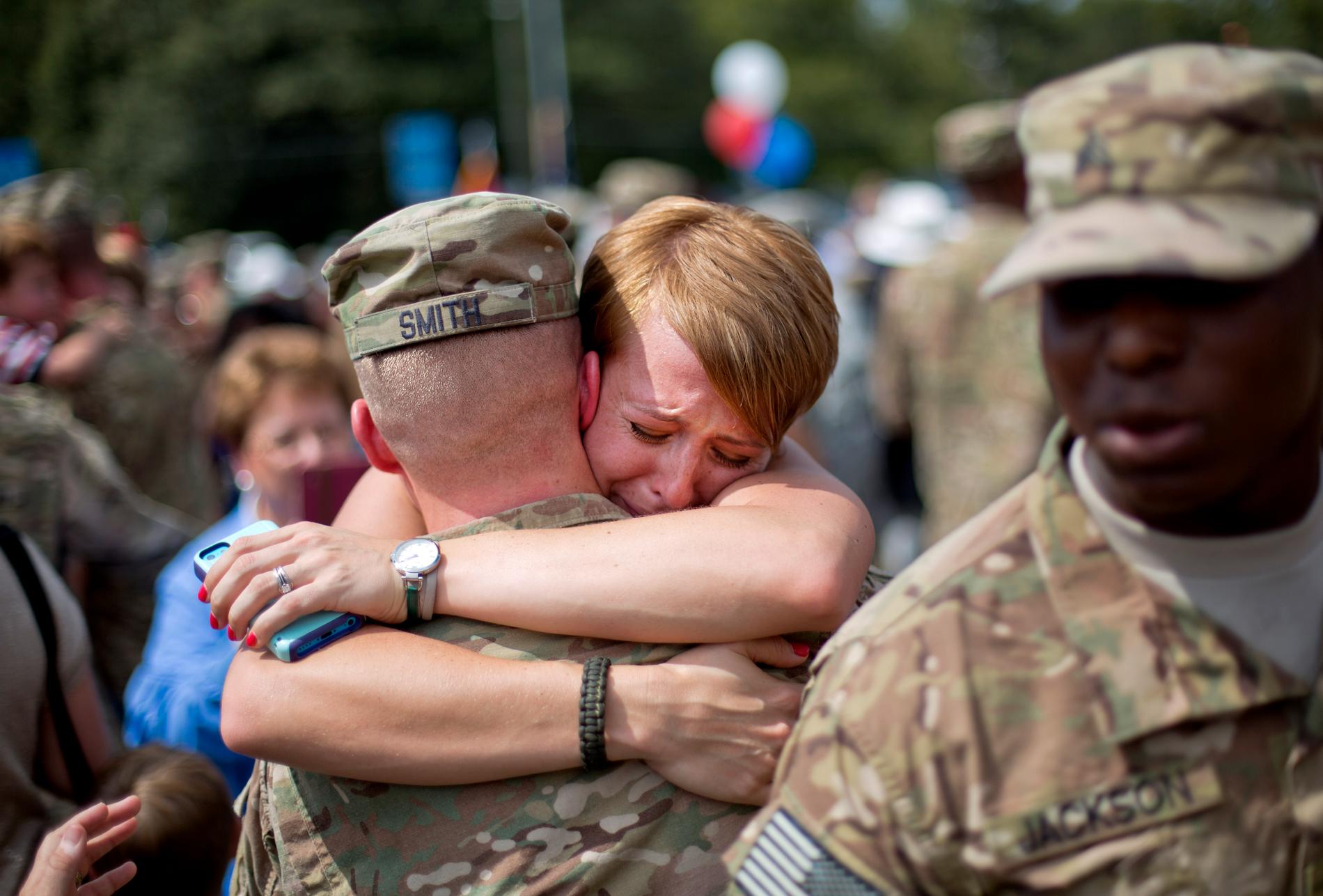 Amerikanska soldater som återvänder från tjänstgöring i Afghanistan. Bilden är från 2014.