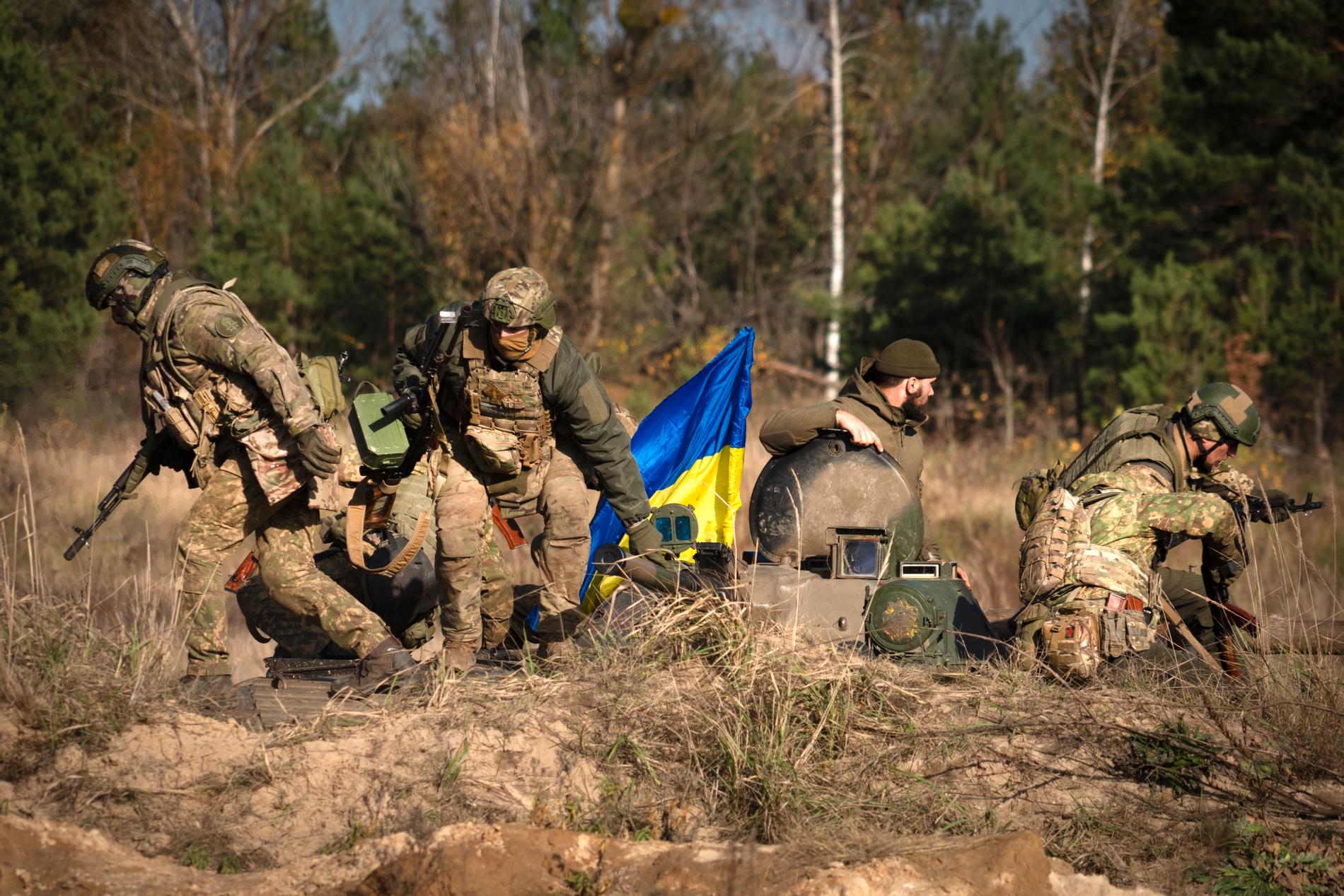 Ukrainska soldater under en militärövning den 3 november.