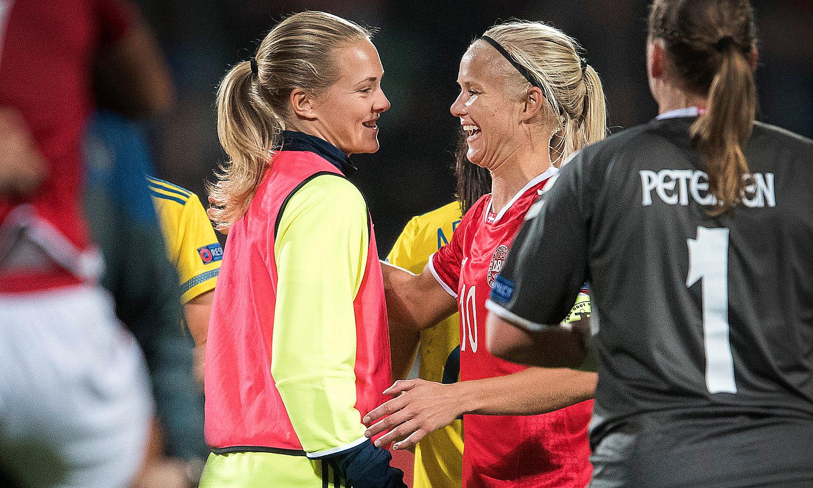 De är ett par, men i VM-kvalet ställs den svenska försvararen Magdalena  Eriksson och Danmarks forwardsstjärna Pernille Harder mot varandra. ”Vi skiljer på det sportsliga och det personliga just nu”, säger Eriksson.