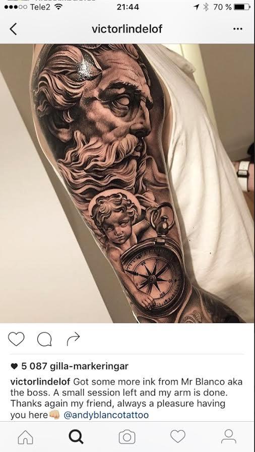 Victor Nilsson Lindelöfs tatuering på armen är gjord av Andy Blanco