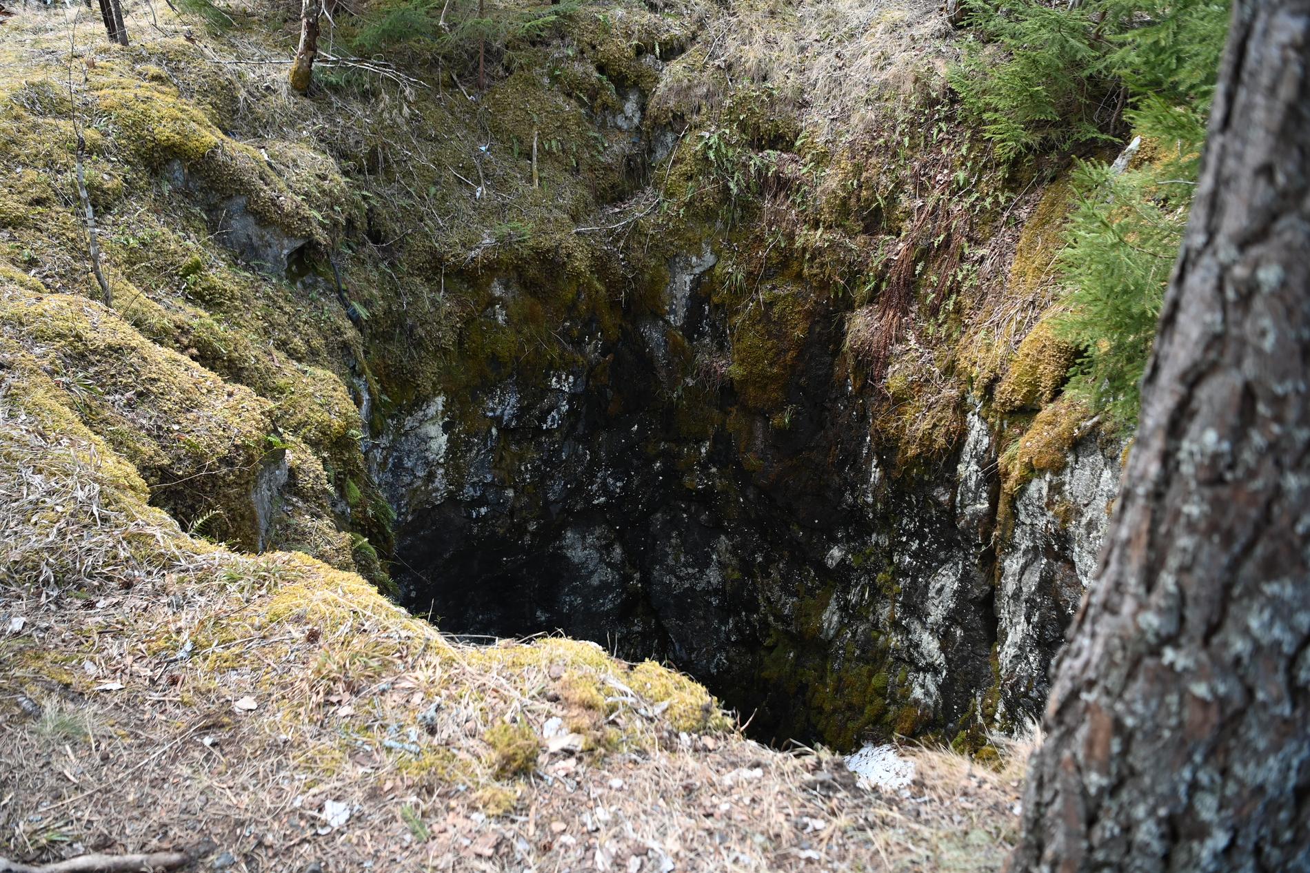Det djupa hålet där kvinnan hittades har varit en gruva.