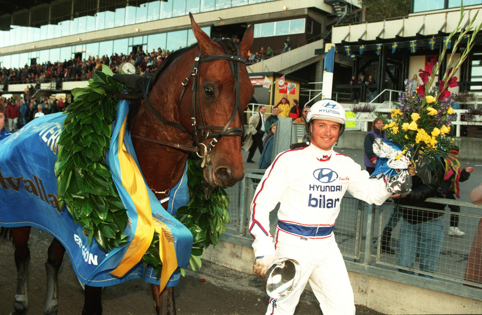 Robert Bergh och Remington Crown efter segern i Kriteriet 1996.