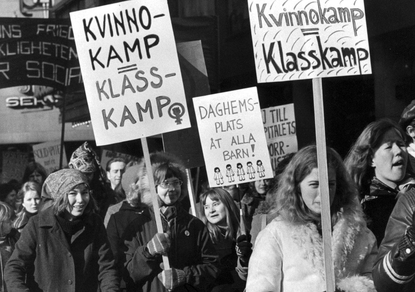 Demonstration under internationella kvinnodagen 1974.