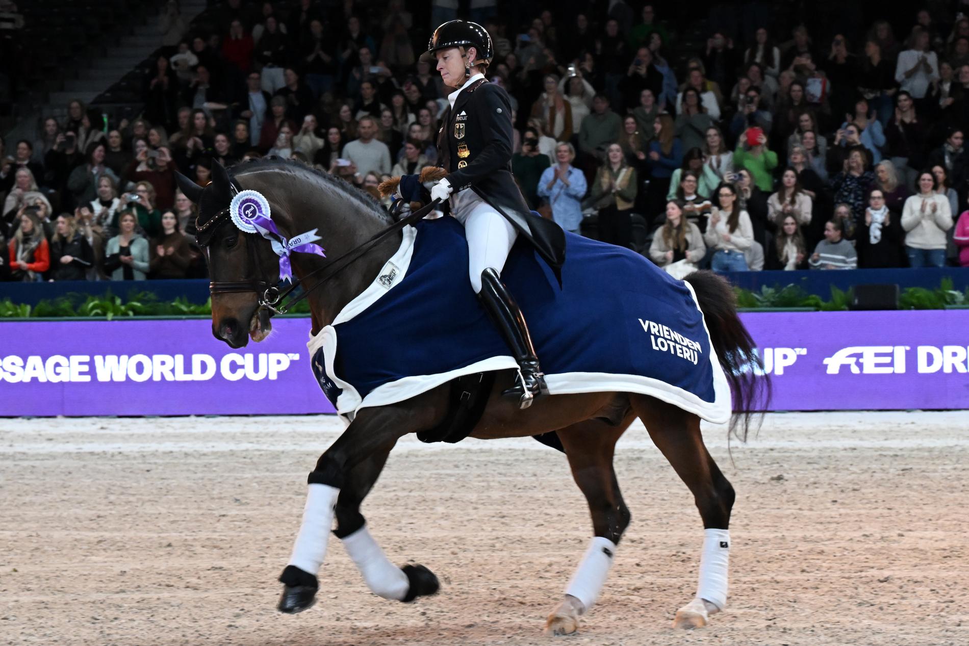  Isabell Werth with the horse DSP Quantaz at the award ceremony in Amsterdam.