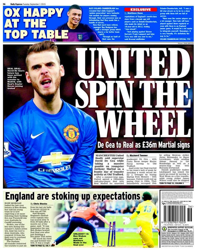 Daily Express framsida för sportdelen.