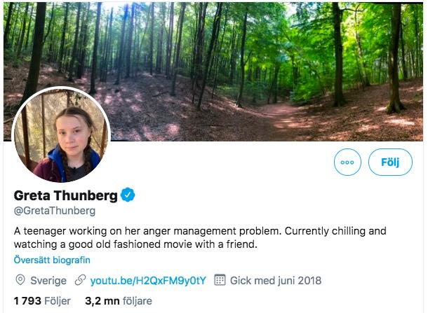 Greta uppdaterade sin profilbeskrivning på Twitter direkt efter Trumps tweet.