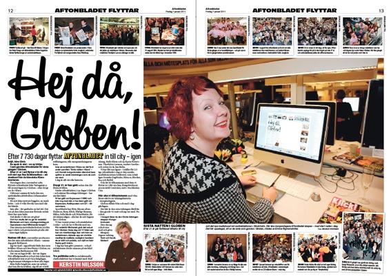 Aftonbladet i går – den sista tidning som gjordes på den klassiska Globen-redaktionen.
