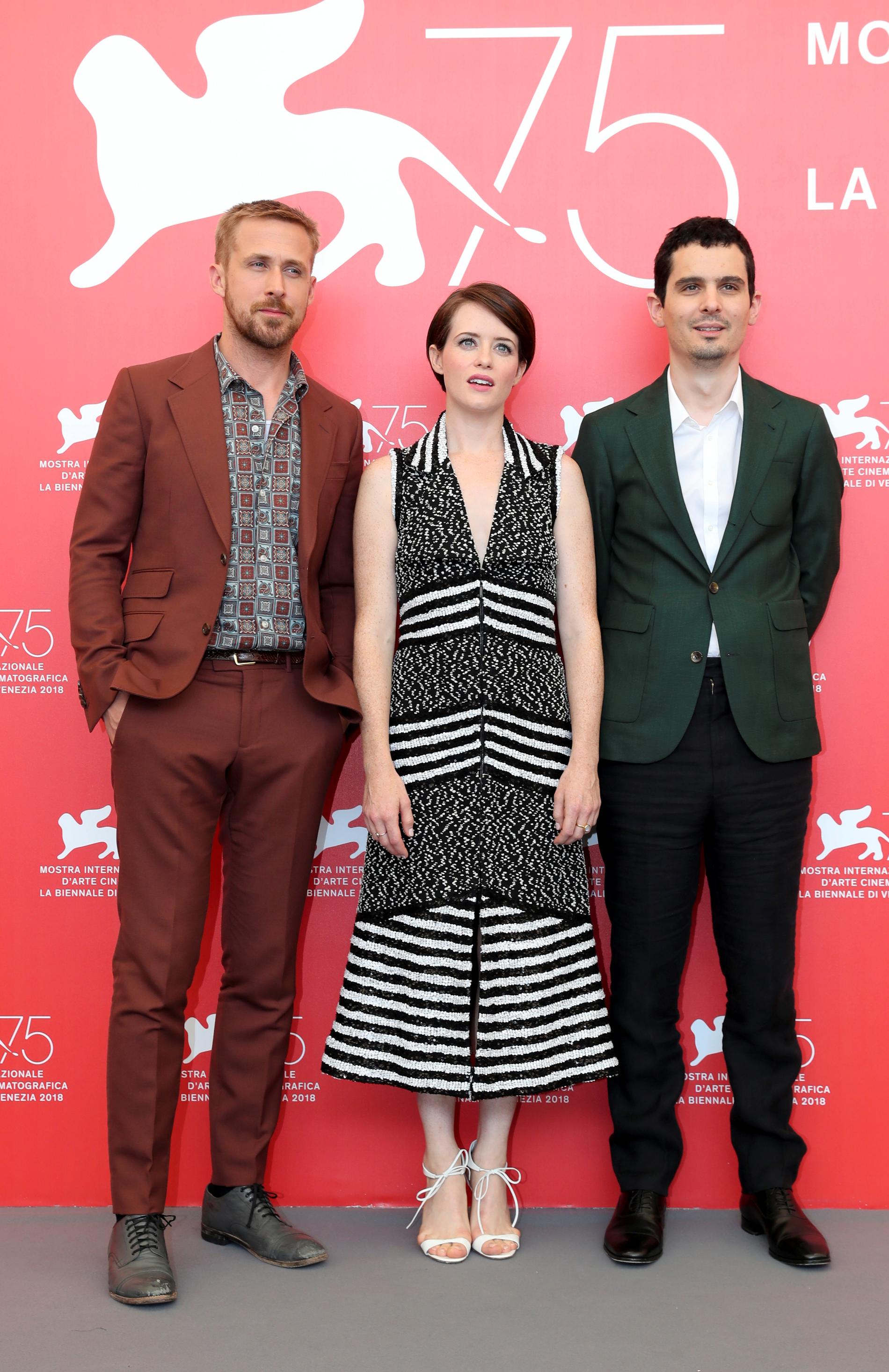 Ryan Gosling, Claire Foy och regissören Damien Chazelle.