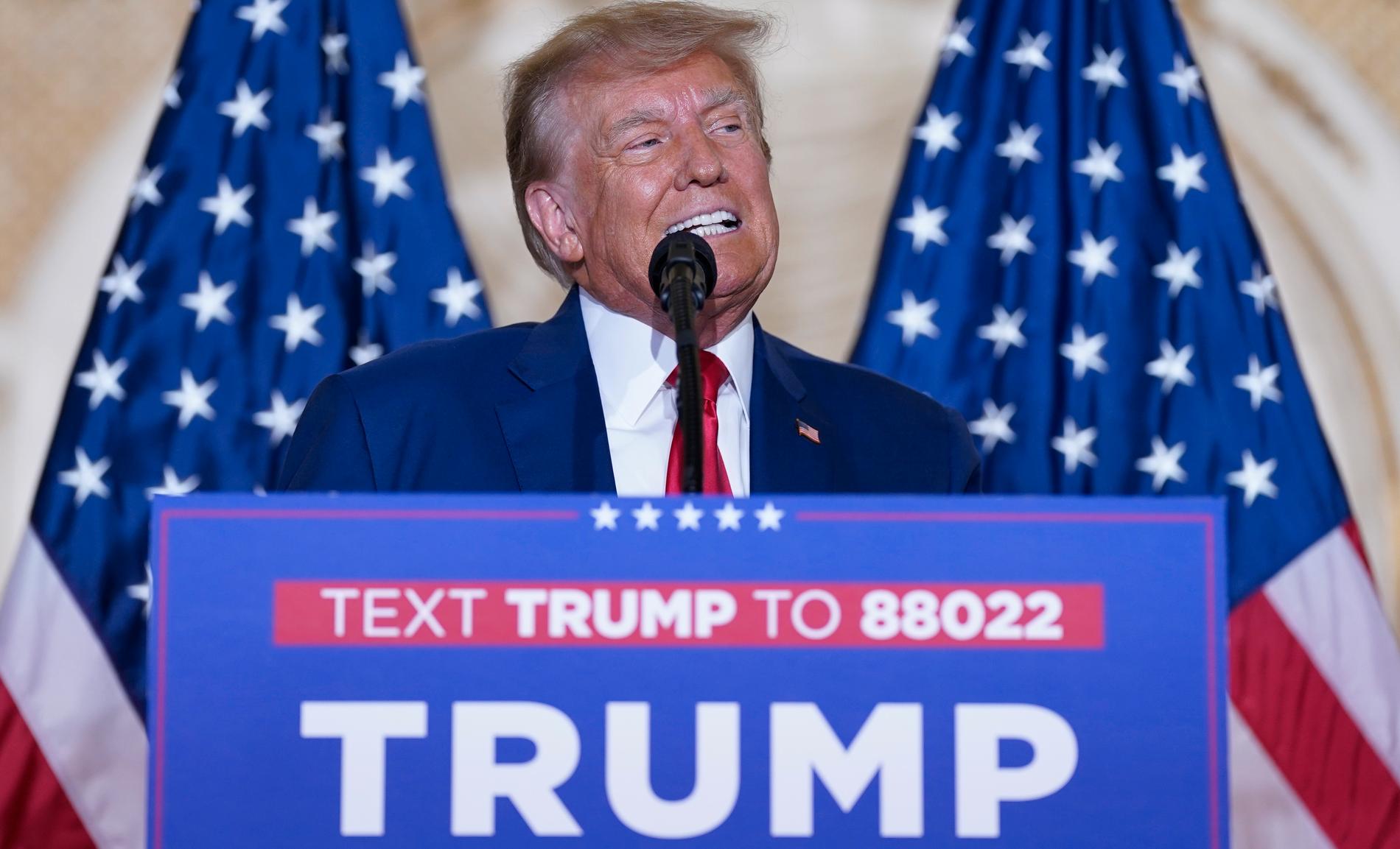 Donald Trump håller tal i Mar-a-lago tidigare i april.