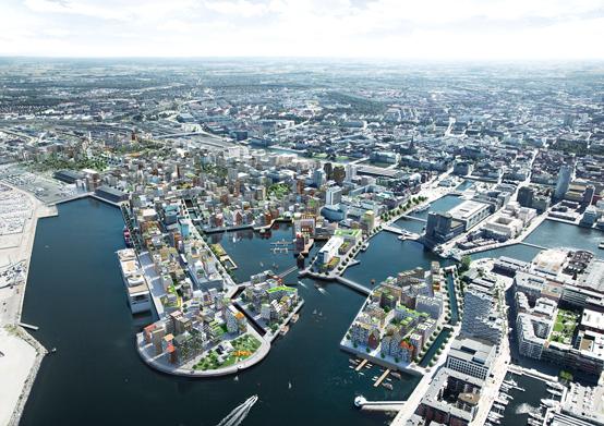 Kommunens vision för nya Nyhamnen.