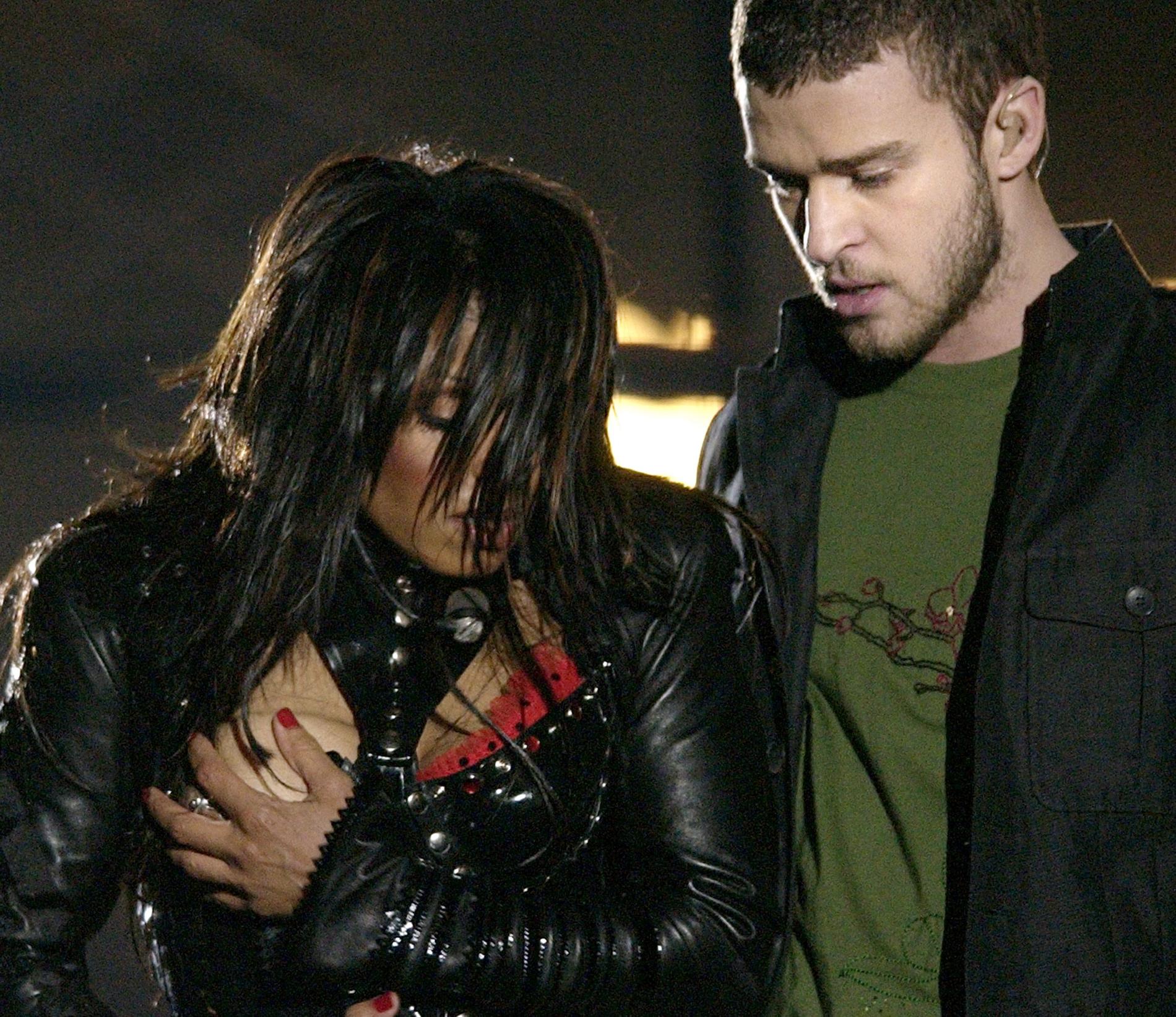 Janet Jackson och Justin Timberlake, under det uppmärksammade framträdandet. Arkivbild.