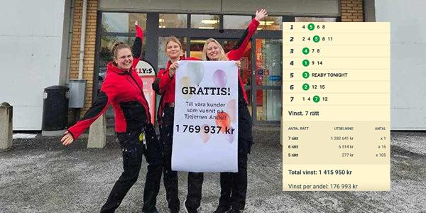 Tjejernas V75-system drog in 1,7 miljoner till tio kunder i butiken Willys i Härnösand. 