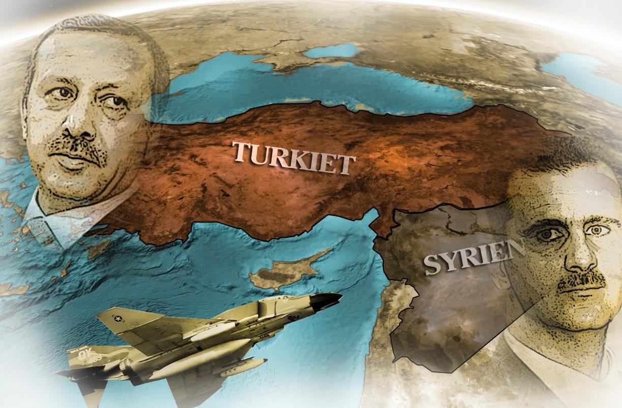 Olika versioner  I fredags sköts ett turkiskt stridsplan ner av syriskt luftvärn. Länderna har olika versioner om händelsen. Grafik: Paul Wallander