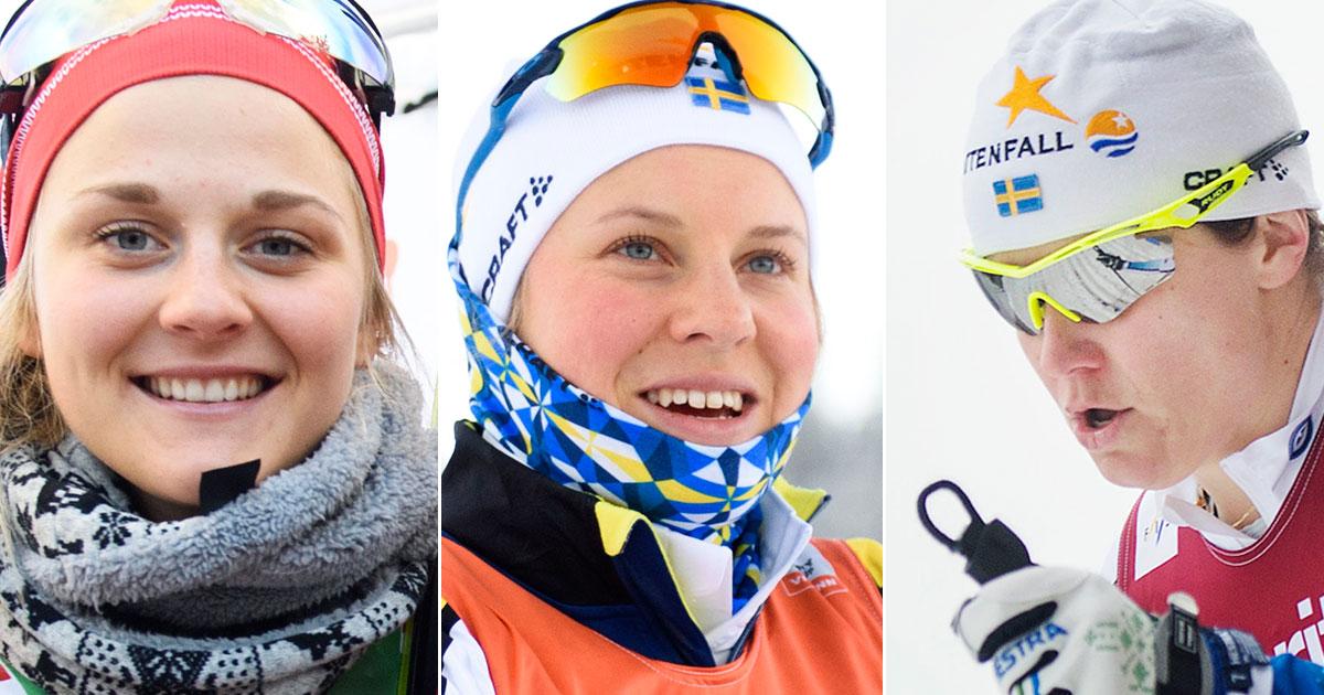 Stina Nilsson, tvåa, Hanna Falk (mitten) körde in som fyra och Ida Ingemarsdotter var trea i prologen.