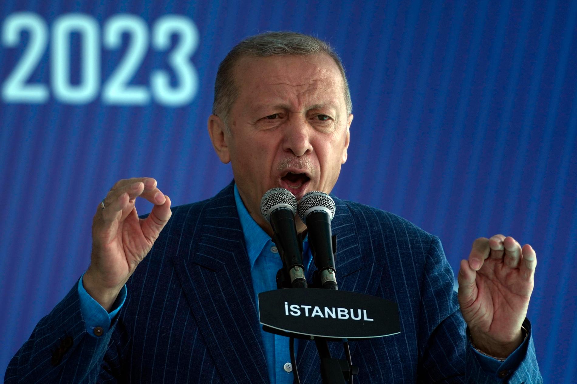 Erdoğan kampanjtalar den 27 maj, dagen före den sista valomgången. 