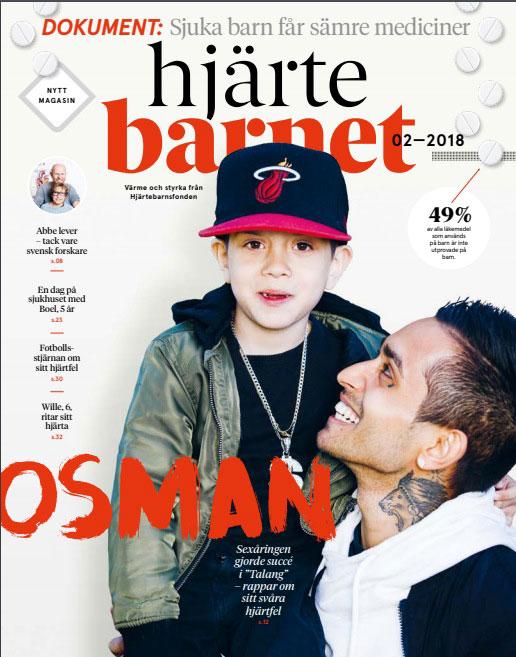 Osman på omslaget till Hjärtebarnsfondens tidning ”Hjärtebarnet”.