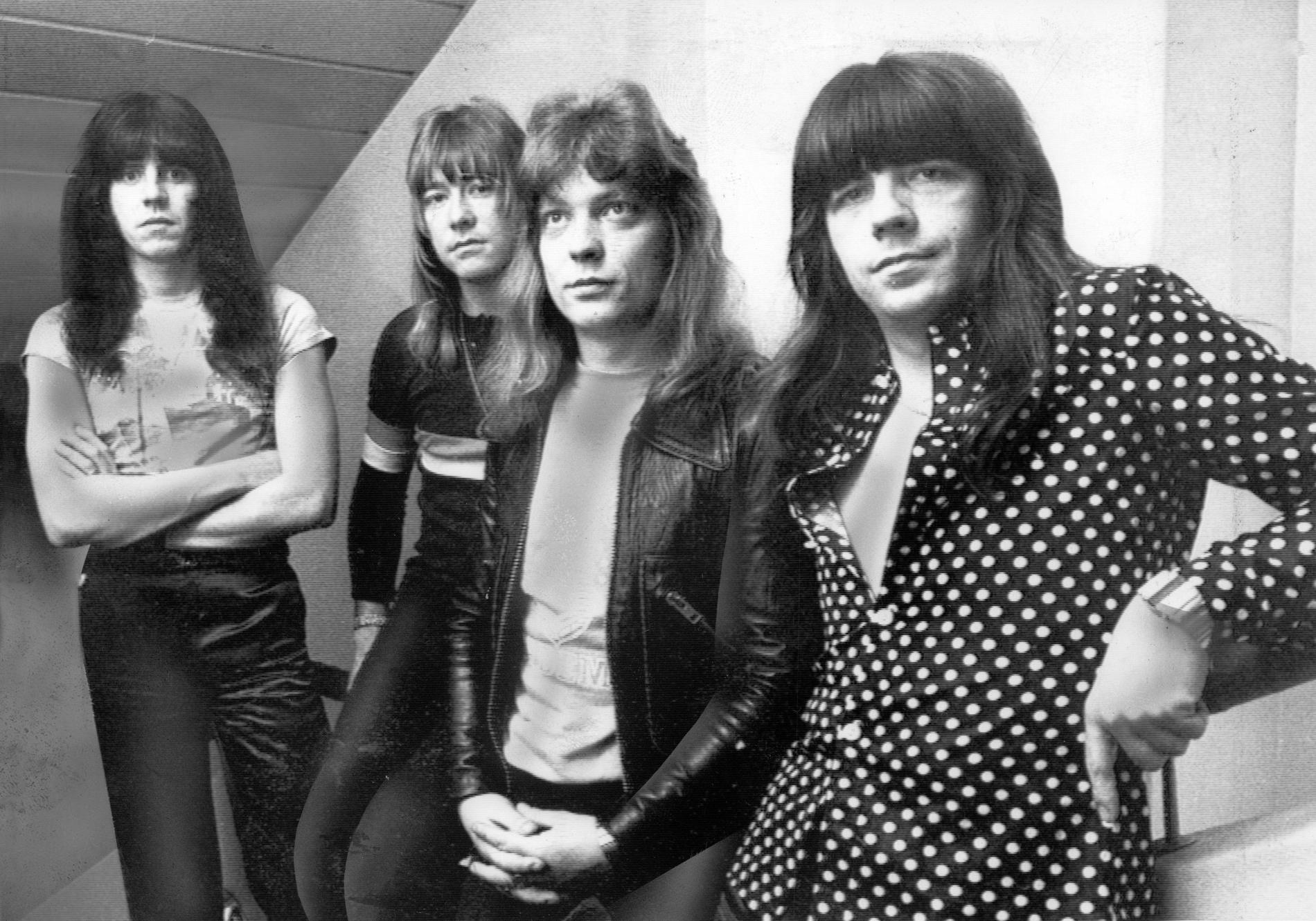 Mick Tucker, Brian Connolly, Steve Priest och Andy Scott i Sweet år 1976.