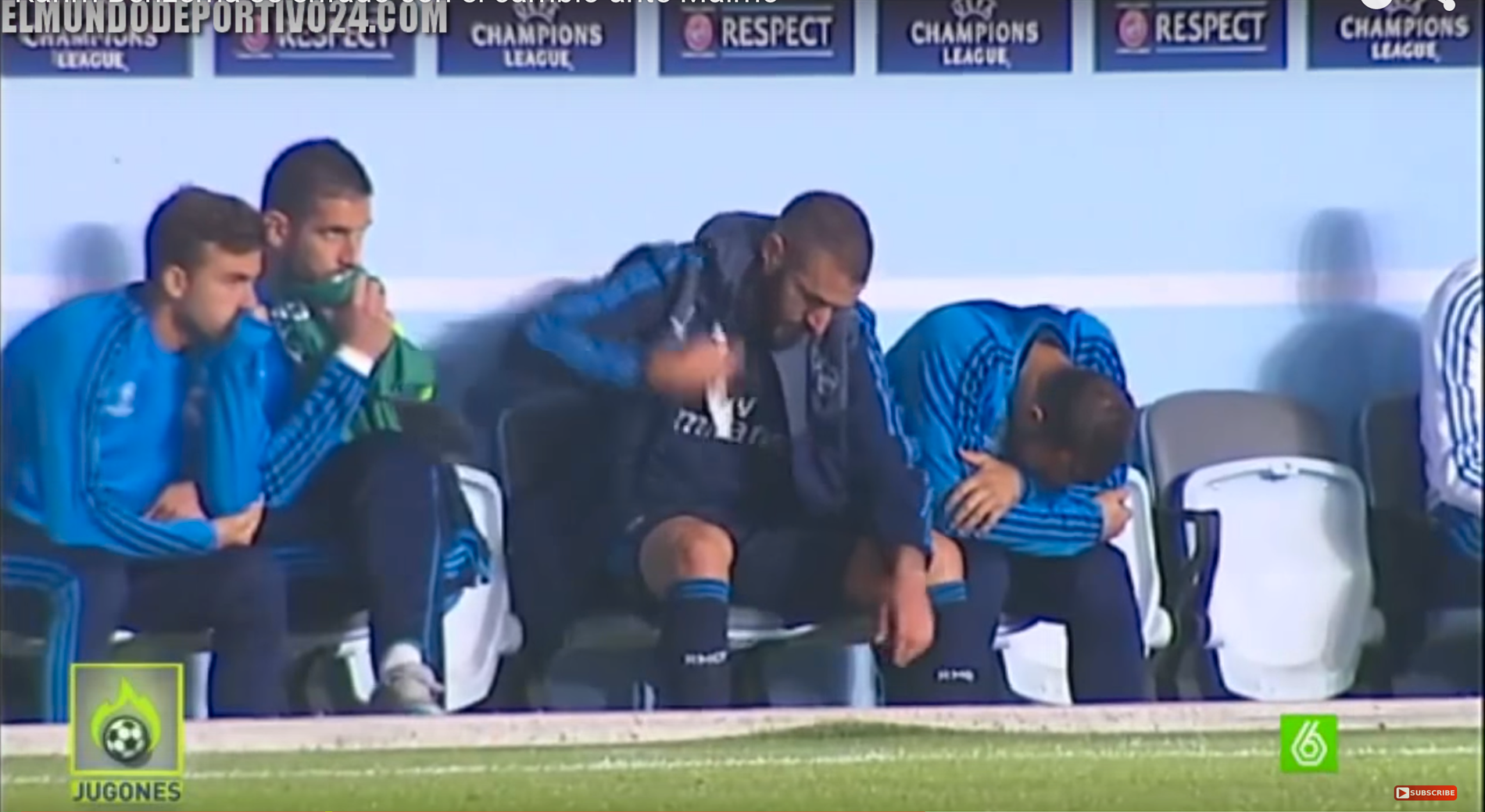 Benzema frustrerad när han byttes ut mot Malmö FF. Foto: Jugones